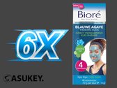 6x Bioré Blauwe Agave en Baking Soda Direct Verwarmend Klei-Masker 4 stuks