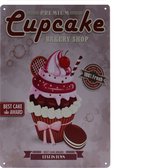 Wandbord – Cupcake - Bakken – Portret - Vintage - Retro -  Wanddecoratie – Reclame bord – Restaurant – Kroeg - Bar – Cafe - Horeca – Metal Sign – 20x30 cm
