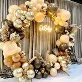 Ballonnenboog verjaardag versiering Babydouche - goud - bruin - beige 102 ballonnen- huwelijk - bruiloft feestpakket