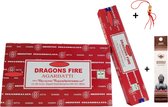 Doos met 12 pakjes à 15 gram - Wierook - Wierookstokjes - Incense sticks - Dragon's Fire - Drakenvuur + 5 Mini Wierookstokjes + Gelukspoppetje