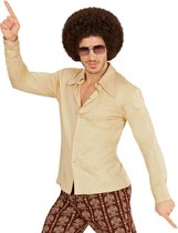 Widmann - Hippie Kostuum - Groovy Garry 70s Heren Shirt, Beige Man - Wit / Beige - Small / Medium - Carnavalskleding - Verkleedkleding