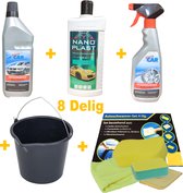 De snuffelaar® - Car Cleaning Set Pro - Auto Schoonmaak Set - Pro - 8 Delig - Auto poets set - Autosponzen - Auto wax - Nano plast car polish