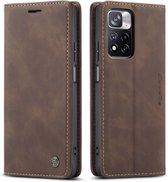 CaseMe - Hoesje geschikt voor Xiaomi Redmi Note 11 Pro - Wallet Book Case - Magneetsluiting - Donker Bruin