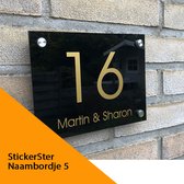 Zwart naambordje voordeur zwart strak 15x20 cm plexiglas