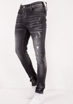 Stonewashed Slim-fit Heren jeans Stretch -DC-007- Zwart