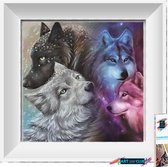 Artstudioclub® Diamond painting volwassenen volledige bedekking wolven 30x30cm