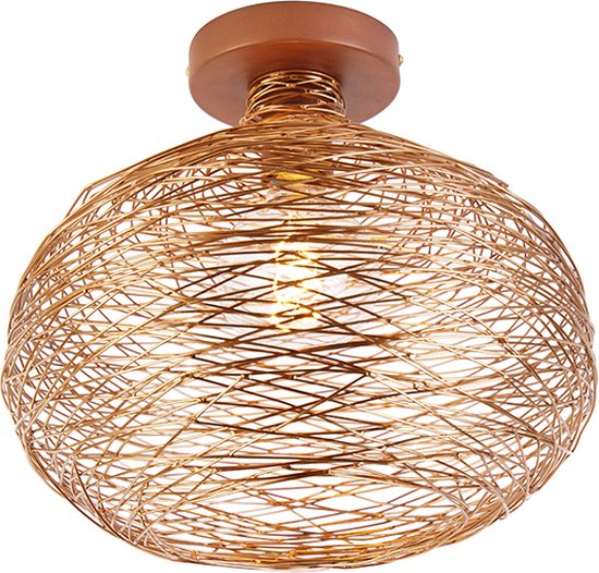 QAZQA sarella - Design Plafondlamp - 1 lichts - Ø 300 mm - Koper - Woonkamer | Slaapkamer | Keuken