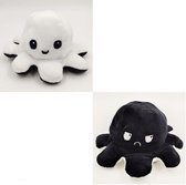 Knuffel Octopus – Emoties – Cadeau - Omkeerbare Octopus Knuffel – Speelgoed – TikTok - Mood knuffel – Wit/Zwart