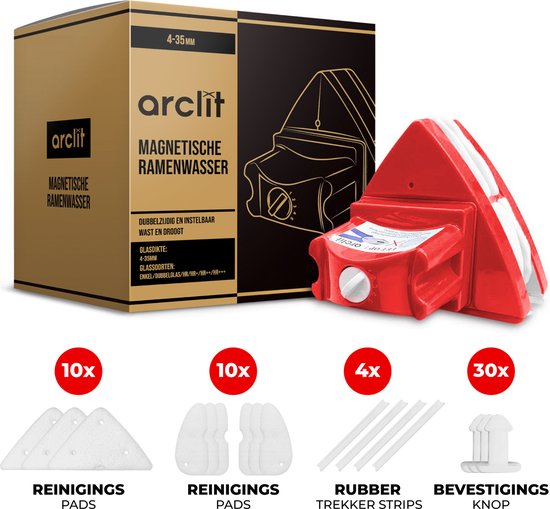 Arclit® | Magnetische ramenwasser 4-35mm | Geschikt voor HR / HR+++ | Verstelbare ruitenreiniger & Raamwisser