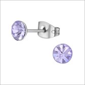 Aramat jewels ® - Oorbellen zweerknopjes lila zilverkleurig chirurgisch staal 5mm