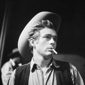 Dibond - Filmsterren / Retro - James Dean in wit / grijs / zwart - 50 x 50 cm.