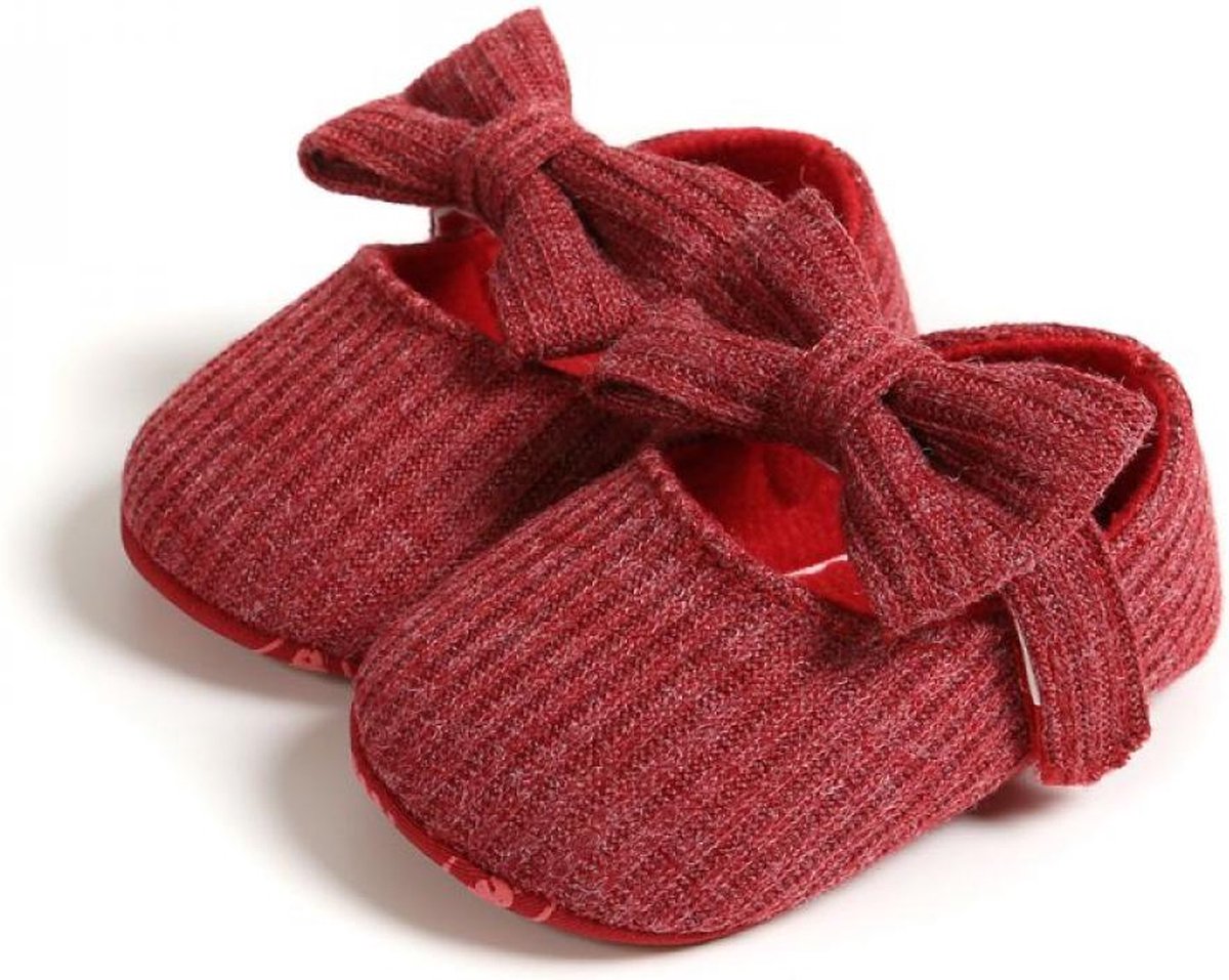 Babyschoentjes -Meisjes Schoenen -Kerst- Rood – Maat 18 voor 0-3 en 0-6 maanden (11cm)