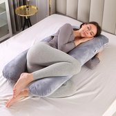 Friick Zwangerschapskussen - Zijslaapkussen - Voedingskussen - Zwangerschap - Body pillow - 120 cm - Afneembare hoes - Velvet grijs