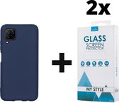 Siliconen Backcover Hoesje Huawei P40 Lite Blauw - 2x Gratis Screen Protector - Telefoonhoesje - Smartphonehoesje