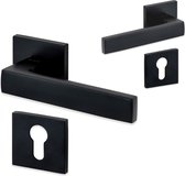 Eliot Slim Line - deurklink- en cilinderrozet set - dun vierkant rozet - mat zwart