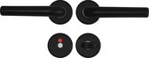 AXA Binnendeurbeslag set (Curve Klik) Zwart geslepen: Kruk (model L) op rozet voor toilet/badkamer