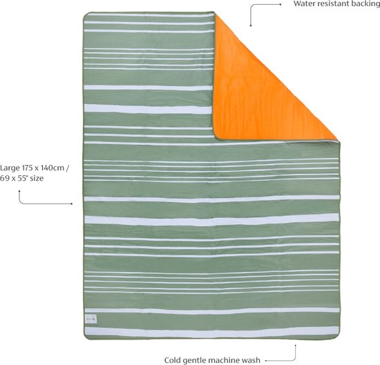 Sunnylife Picknickkleed 175 X 140 Cm Polyester Oranje/groen