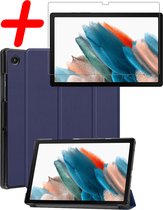 Hoesje Geschikt voor Samsung Galaxy Tab A8 Hoes Case Tablet Hoesje Tri-fold Met Screenprotector - Hoes Geschikt voor Samsung Tab A8 Hoesje Hard Cover Bookcase Hoes - Donkerblauw