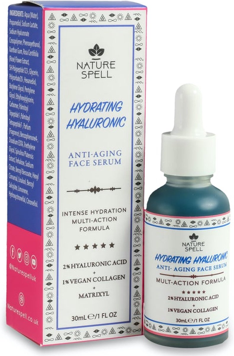 hydraterend gezichtsserum hyaluronzuur, collageen, Matrixyl en rozenwater - anti aging serum - 30ml