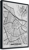 Akoestische panelen - Geluidsisolatie - Akoestische wandpanelen - Akoestisch schilderij AcousticPro® - paneel plattegrond van Amsterdam, Nederland - Design 72 - Basic - 60X90 - zwa