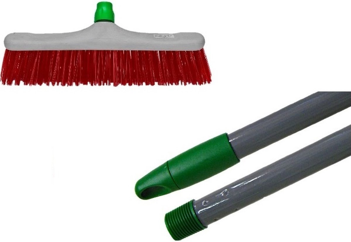 Goedkoopste Bezem buiten - Straatbezem 40cm met steel-bezem buiten-met ophangoog-100 gerecycled Kunstof