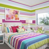 Fotobehangkoning - Behang - Vliesbehang - Fotobehang - Bright stripes - Zoete Strepen - 250 x 193 cm