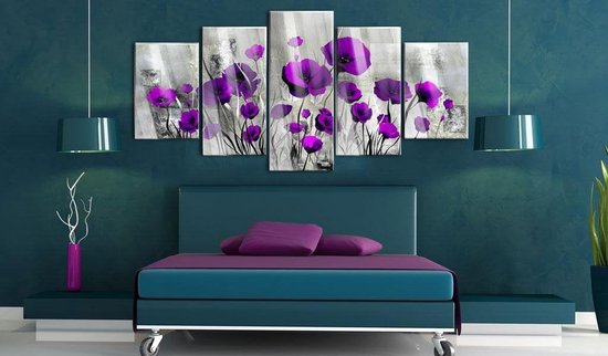 Afbeelding op acrylglas - Meadow: Purple Poppies [Glass].