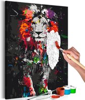 Doe-het-zelf op canvas schilderen - Colourful Animals: Lion.