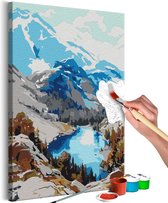 Doe-het-zelf op canvas schilderen - Lake in the Mountains.