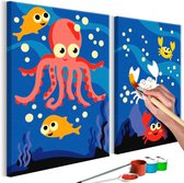 Doe-het-zelf op canvas schilderen - Ocean Animals.