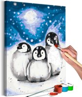 Doe-het-zelf op canvas schilderen - Three Penguins.
