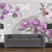 Fotobehang - Flight of purple orchids.