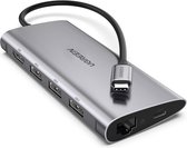 UGREEN USB-C Multiport Adapter – 8 in 1 dongle aluminium voor laptop met 4 K HDMI, 3 x USB 3.0, SD-kaartlezer En TF, compatibel met MacBook Pro, XPS en andere type C-apparaten Grijis - CM121-
