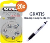 Voordeelpak Rayovac gehoorapparaat batterijen - Type 10 (geel) - 20 x 6 stuks + gratis magnetische batterijpen