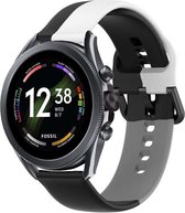 Siliconen Smartwatch bandje - Geschikt voor  Fossil Gen 6 - 44mm triple sport band - zwart-wit-grijs - Strap-it Horlogeband / Polsband / Armband