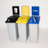 Waste Watcher Afvalscheidingsstation 3 x 60 l met 3 deksels