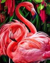 Diamond Painting Pakket - Flamingo's - 50x40 cm - Complete Set - Volledige Bedekking - Ronde Steentjes