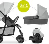 Hauck Shopper Trioset buggy up tot 25 kg + Groep 0 autostoeltje + reiswieg, grijs