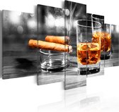 Schilderij - Cigars and whiskey.