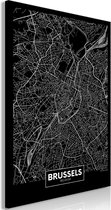 Schilderij - Dark Map of Brussels (1 Part) Vertical.