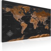 Schilderij - Brown World Map (PL).