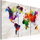 Schilderij - World Map: Rainbow Madness II.