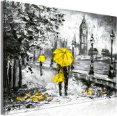 Schilderij - Walk in London (1 Part) Wide Yellow.