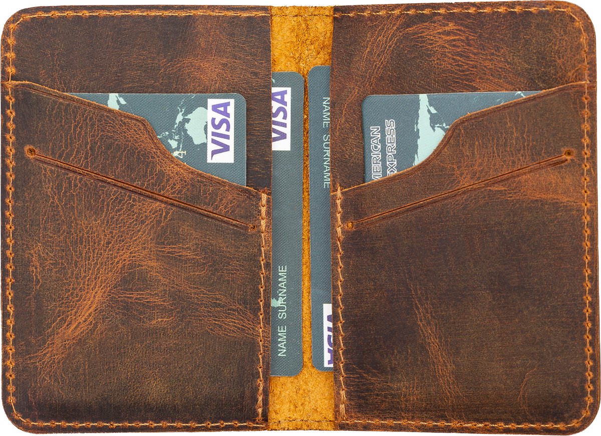 Pulledro echt leer Cardholder Pasjeshouder Portemonnee - Antic Coffee