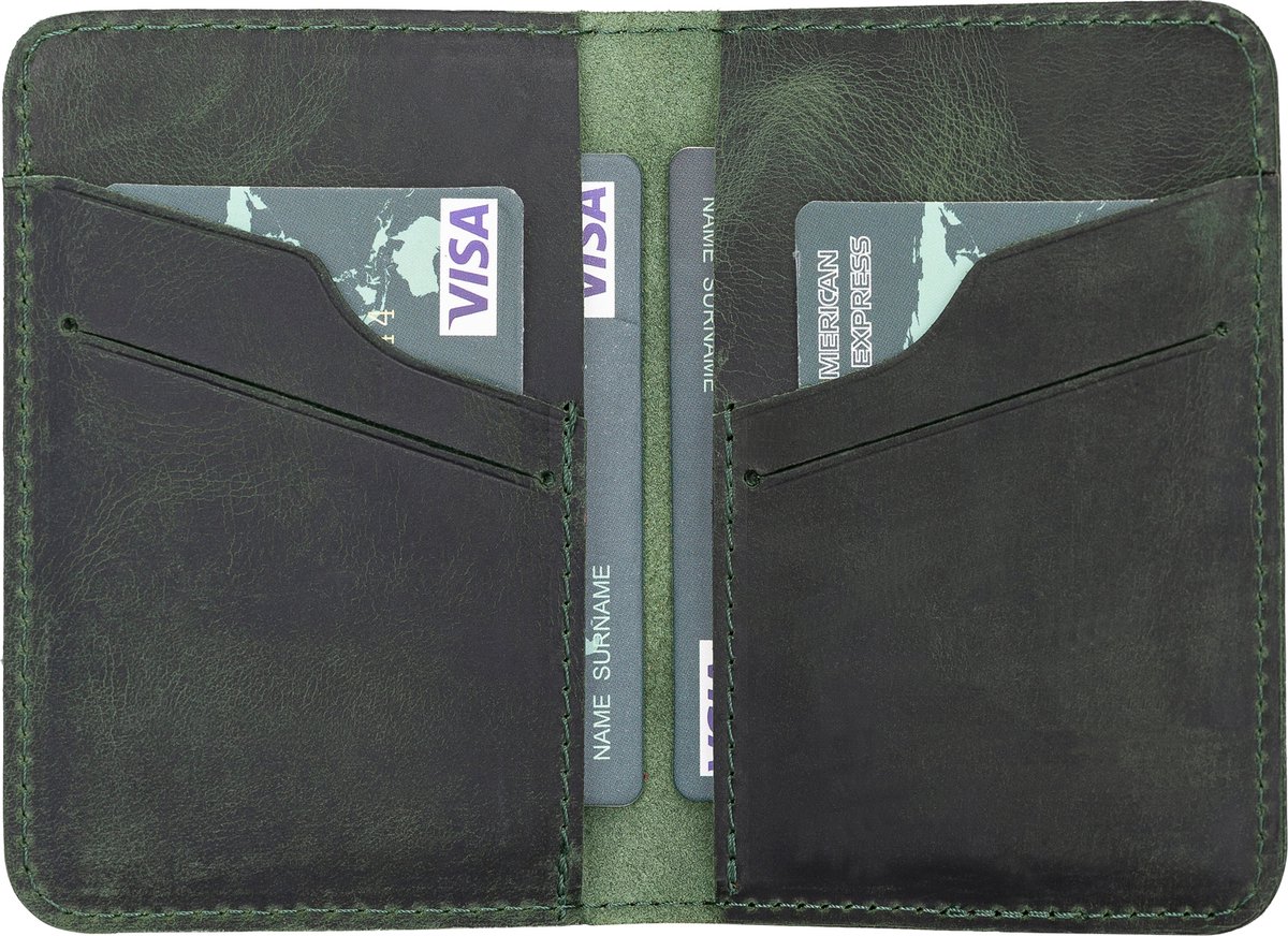 Pulledro echt leer Cardholder Pasjeshouder Portemonnee - Antic Green