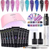 Gelnagelset 25 stuks glitter met uv-lamp