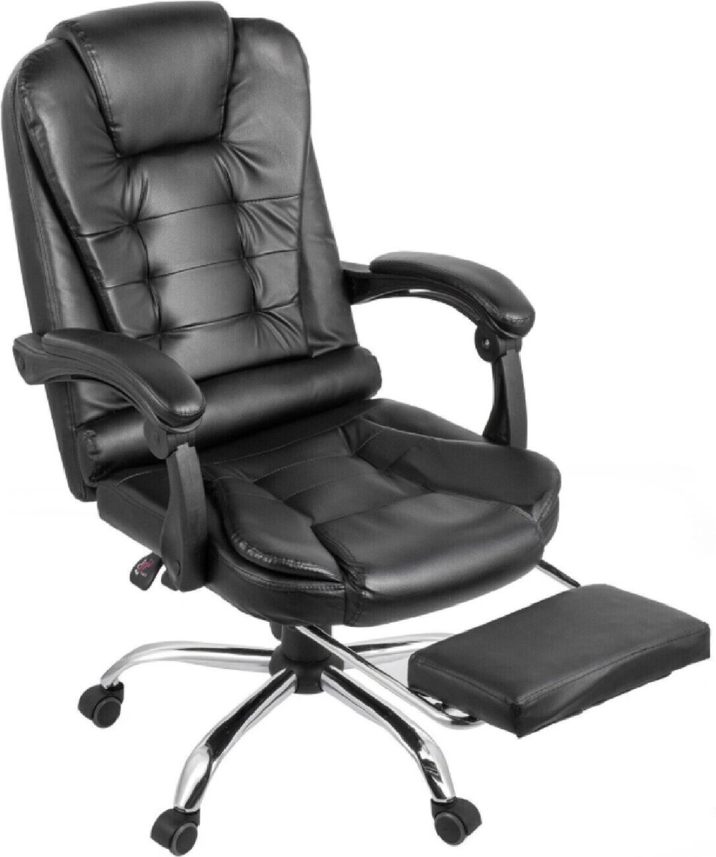 Ergonomische bureaustoel met verstelbare rugleuning Heavy Duty wielen en intrekbare voetsteun bruin