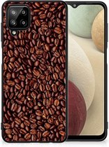 Telefoon Hoesje Geschikt voor Samsung Galaxy A12 Hoesje met Zwarte rand Koffiebonen