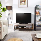 FURNIBELLA-Tv-kast, televisietafel met 2 planken, tv-kast, tv-kast voor woonkamer, eetkamer en slaapkamer, vintage bruin
