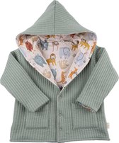Double-sided Reversible Hoodie - Jungle - Mint ( 3-6 maand )